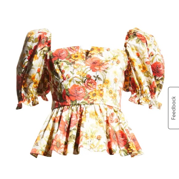 NWT Autumn Adeigbo Multicolor Floral Puff Sleeve Blouse-2 - Picture 4 of 6